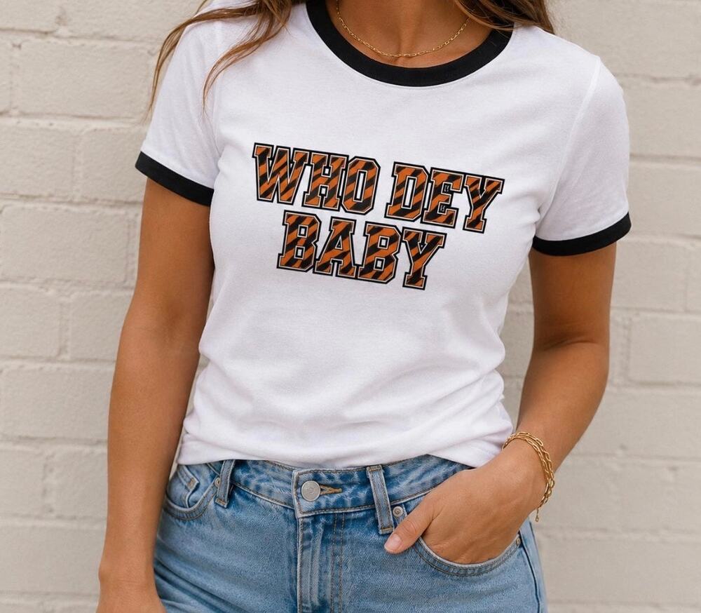Who Dey Cincinnati Bengals Football Women’s T-Shirt S-1X Made to Order